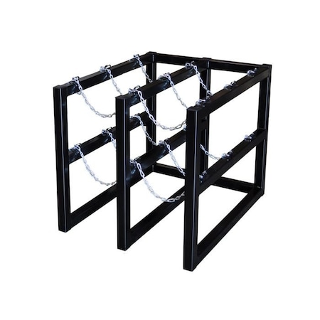 Justrite Cylinder Tube Rack, 2 Wide x 3 Deep, 30"W x 38"D x 30"H, 6 Cylinder Cap. 35112